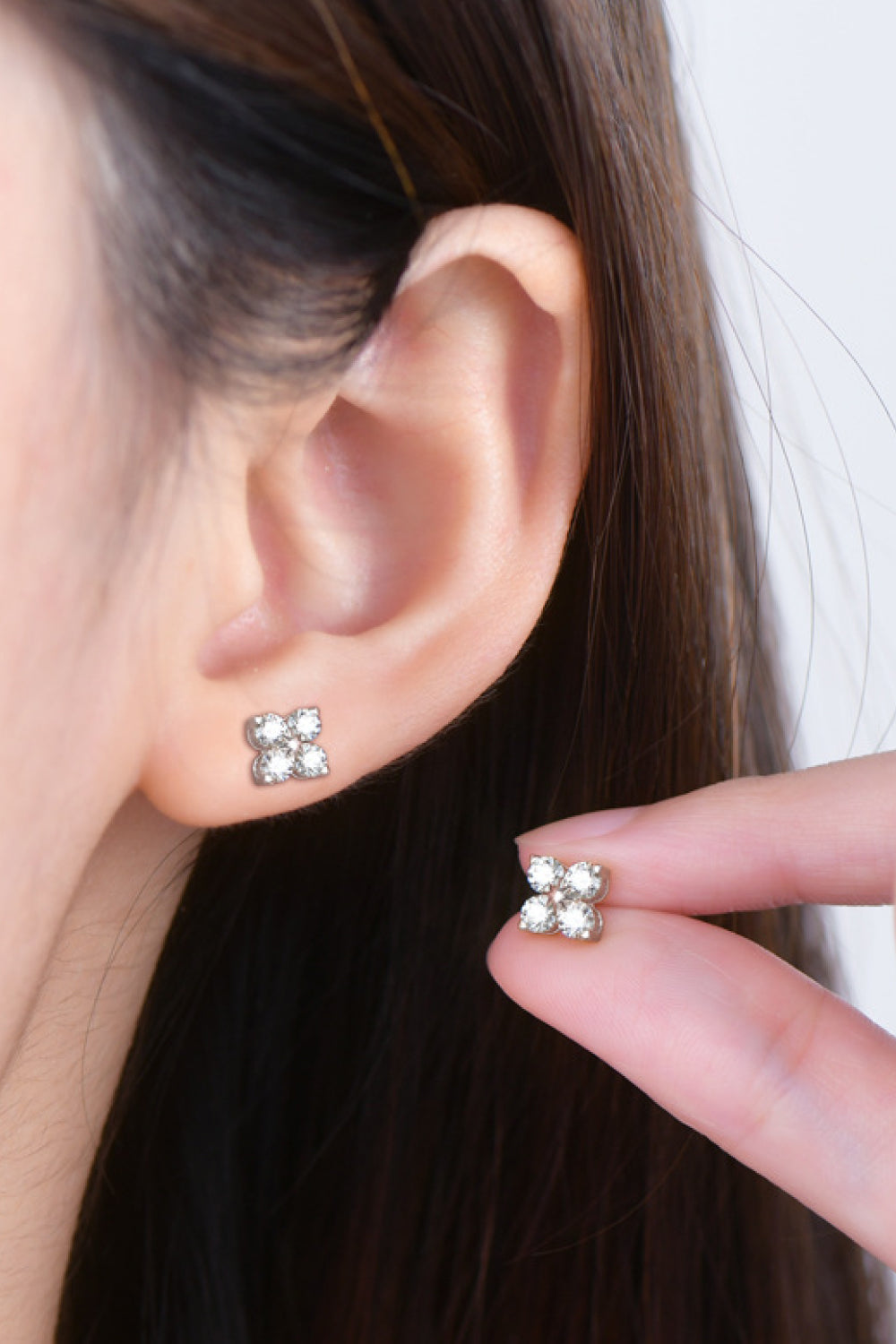 Moissanite 925 Sterling Silver Four-Leaf Clover Shape Earrings - Fashion Jewelry by Chic Yana's Fashion