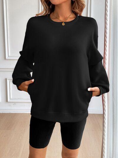 Ivy Lane Round Neck Long Sleeve Sweatshirt - Chic Yana's Fashion