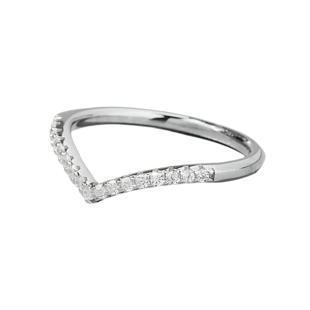 V Shape Inlaid Zircon 925 Sterling Silver Ring - Fashion Jewelry by Chic Yana's Fashion