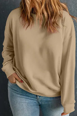 Plus Size Round Neck Long Sleeve Sweatshirt - Chic Yana's Fashion