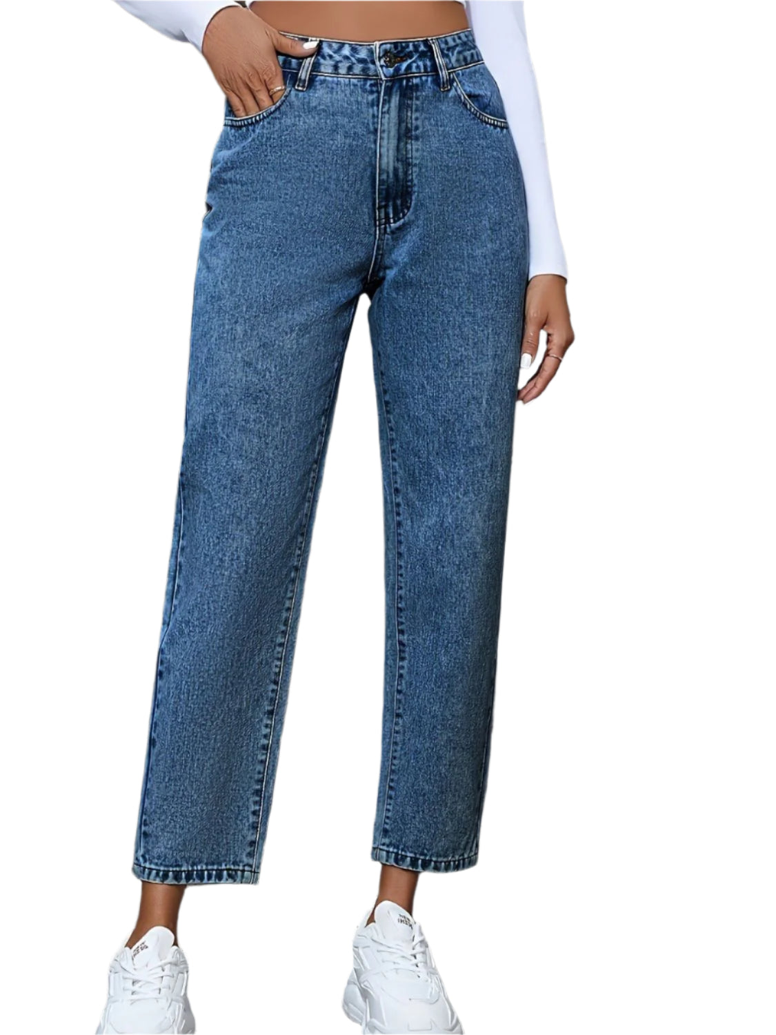 Buy Pocketed Straight Leg Jeans Online - Stylish & Comfortable | Chic Yana's Fashion