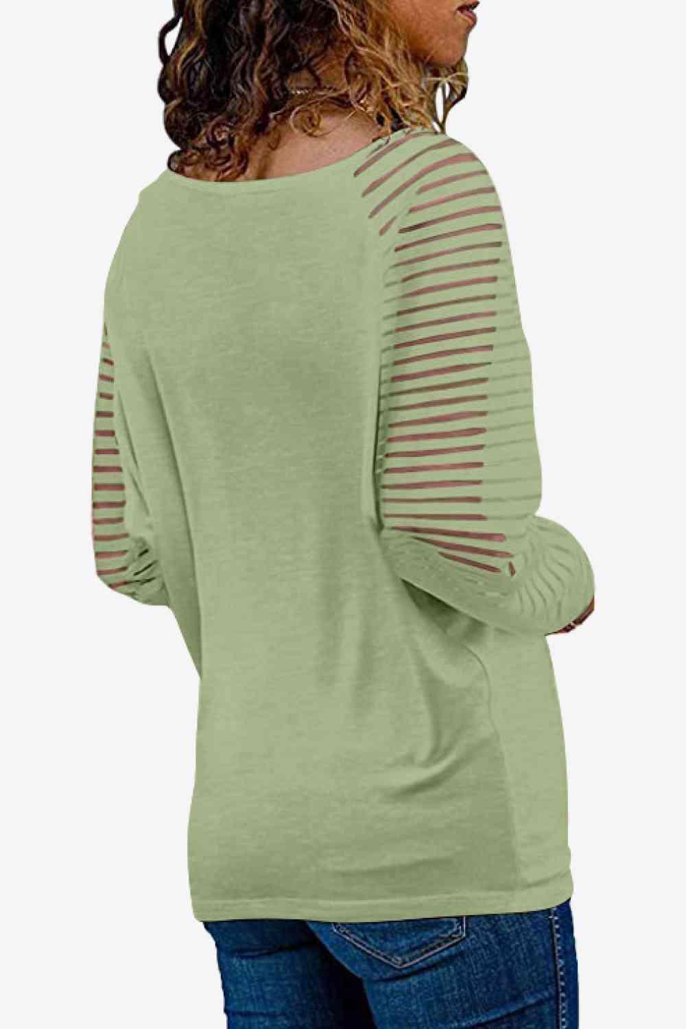 V Neck Long Raglan Sleeve Top - Chic Yana's Fashion