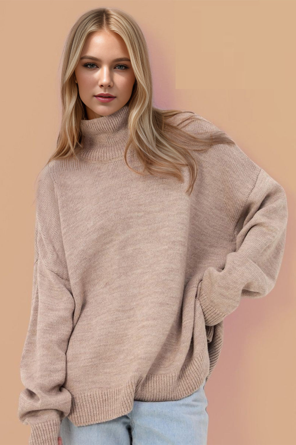 Basic Bae Side Slit Turtleneck Long Sleeve Sweater - High-Quality Fashion | Chic Yana