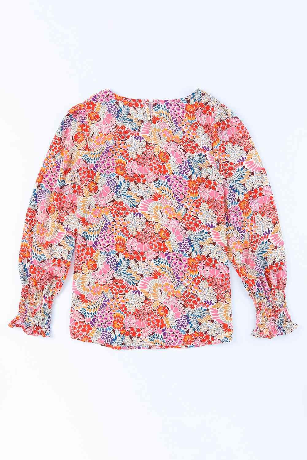 Floral Print Long Puff Sleeve Blouse - Chic Yana's Fashion