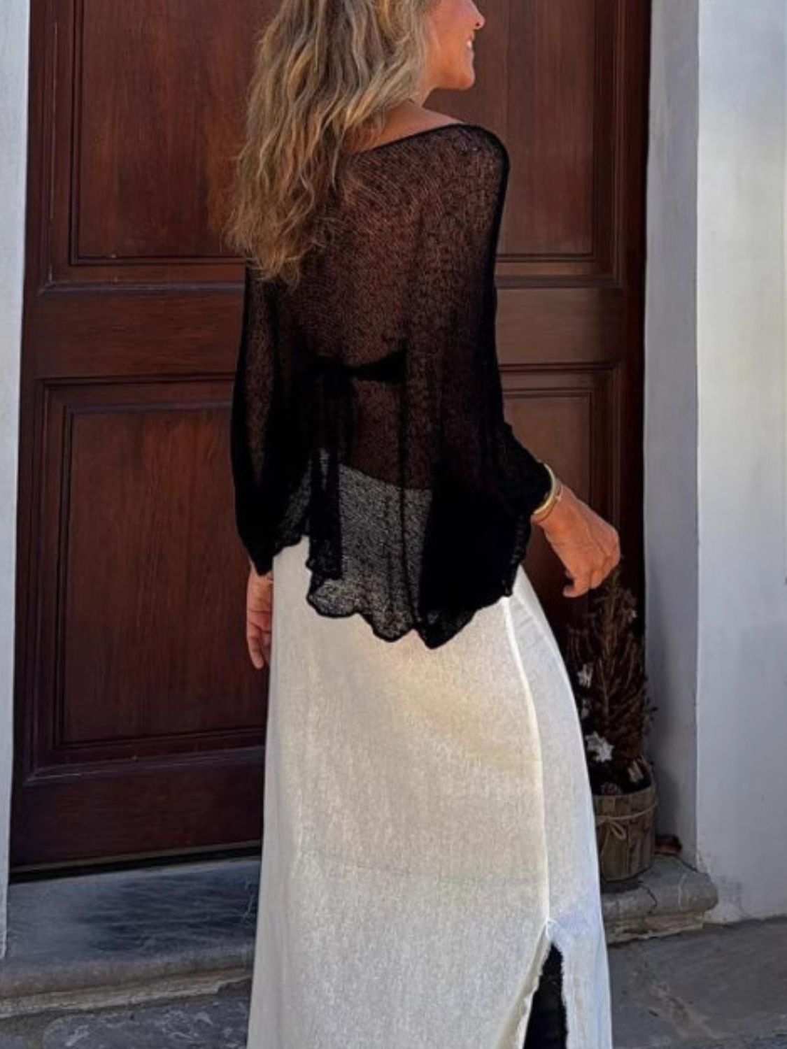 Round Neck Long Sleeve Cover Up - Stylish and Trendy Women's Fashion from Chic Yana's Fashion