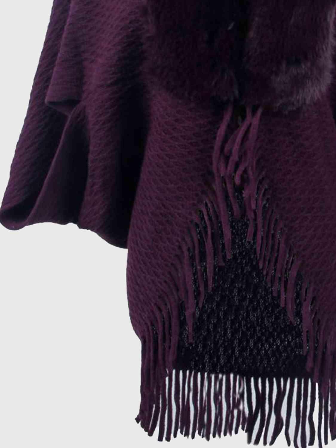 Open Front Fringe Hem Poncho - Chic Yana's Fashion