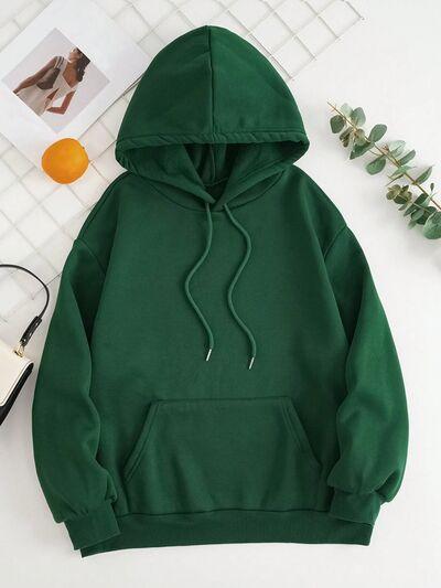 Drawstring Dropped Shoulder Hoodie - Chic Yana's Fashion