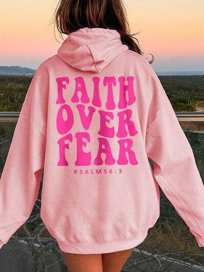 Faith Over Fear Dropped Shoulder Hoodie - Chic Yana's Fashion