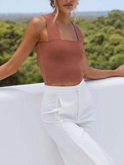 Square Neck Wide Strap Tank - Chic Yana's Fashion