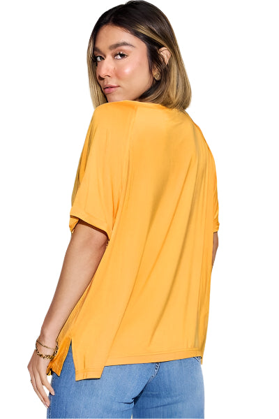 Basic Bae Full Size Bamboo Slit V Neck Short Sleeve T Shirt - Chic Yana's Fashion