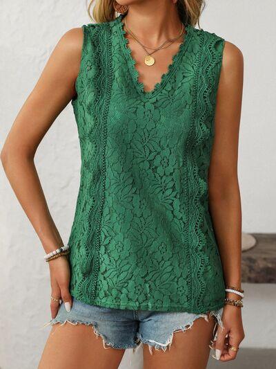 Mandy Lace V Neck Tank - Chic Yana's Fashion