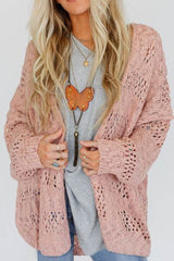 Openwork Open Front Long Sleeve Cardigan - Chic Yana's Fashion