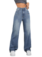 Buy High Rise Wide Leg Jeans with Pockets Online - Stylish & Comfortable | Chic Yana's Fashion