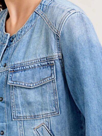 Snap Down Dropped Cargo Denim Jacket - Chic Yana's Fashion