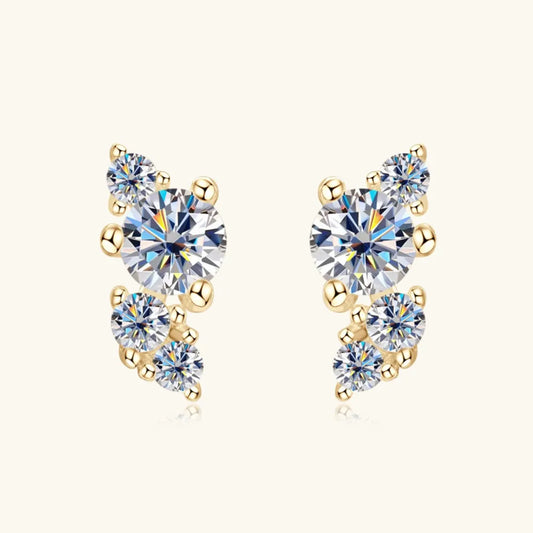 925 Sterling Silver Moissanite Stud Earrings - Fashion Jewelry by Chic Yana's Fashion