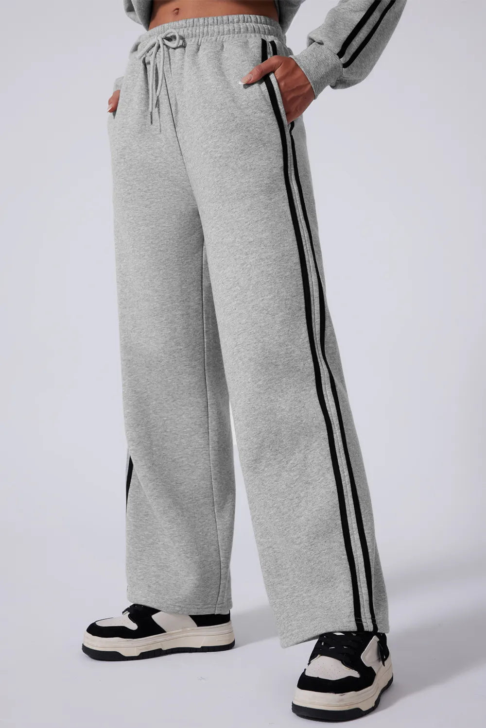 Side Striped Round Neck Top and Pants Active Set – stylish women's fashion from Chic Yana's Fashion