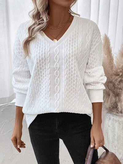 V Neck Long Sleeve Sweatshirt 1 - Chic Yana's Fashion