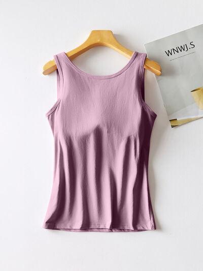 Round Neck Tank With Bra - Chic Yana's Fashion