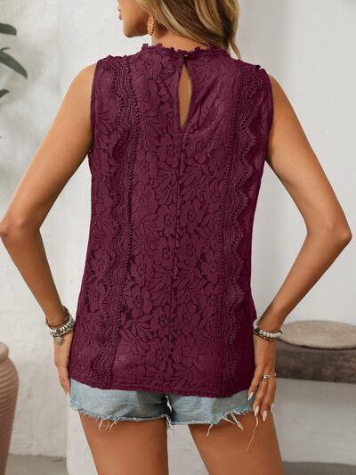 Mandy Lace V Neck Tank - Chic Yana's Fashion