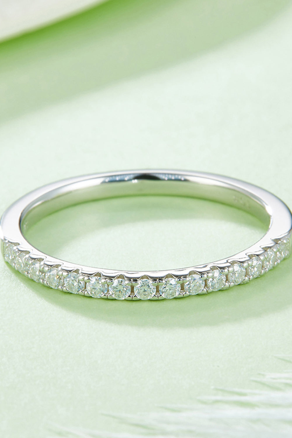 Moissanite Platinum-Plated Half-Eternity Ring - Fashion Jewelry by Chic Yana's Fashion