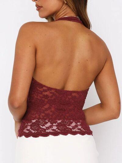 Lace Backless Halter Neck Cami - Chic Yana's Fashion