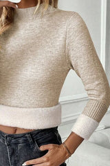 Mock Neck Long Sleeve Sweater - Chic Yana's Fashion