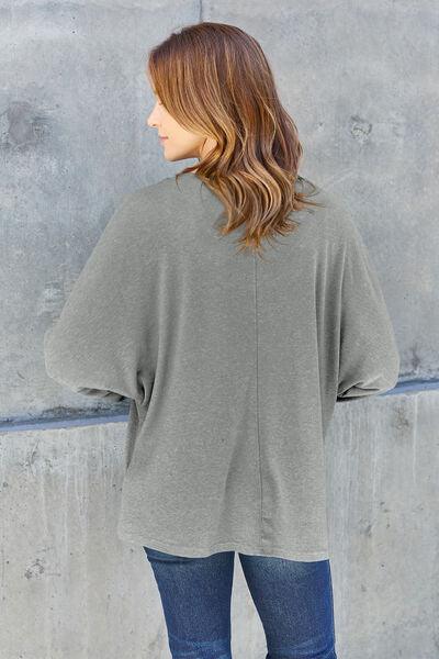 Double Take Full Size Round Neck Long Sleeve T Shirt - Chic Yana's Fashion