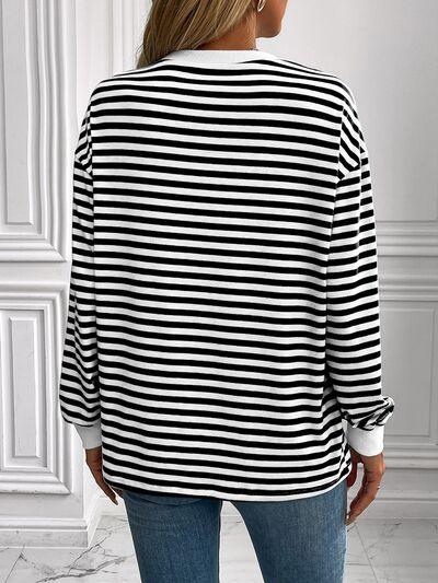 Ivy Lane Striped Round Neck Long Sleeve Sweatshirt - Chic Yana's Fashion