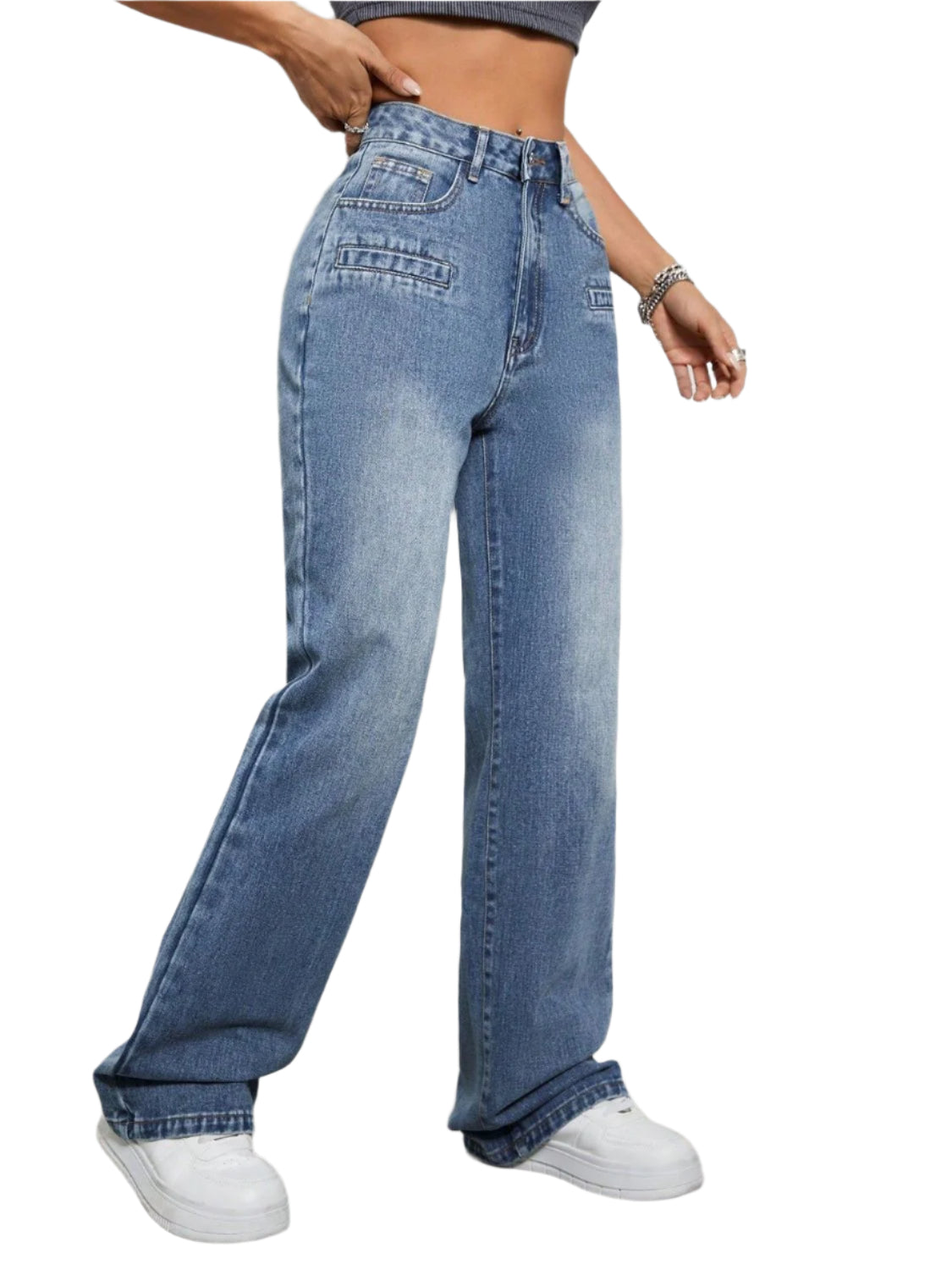 Buy High Rise Wide Leg Jeans with Pockets Online - Stylish & Comfortable | Chic Yana's Fashion