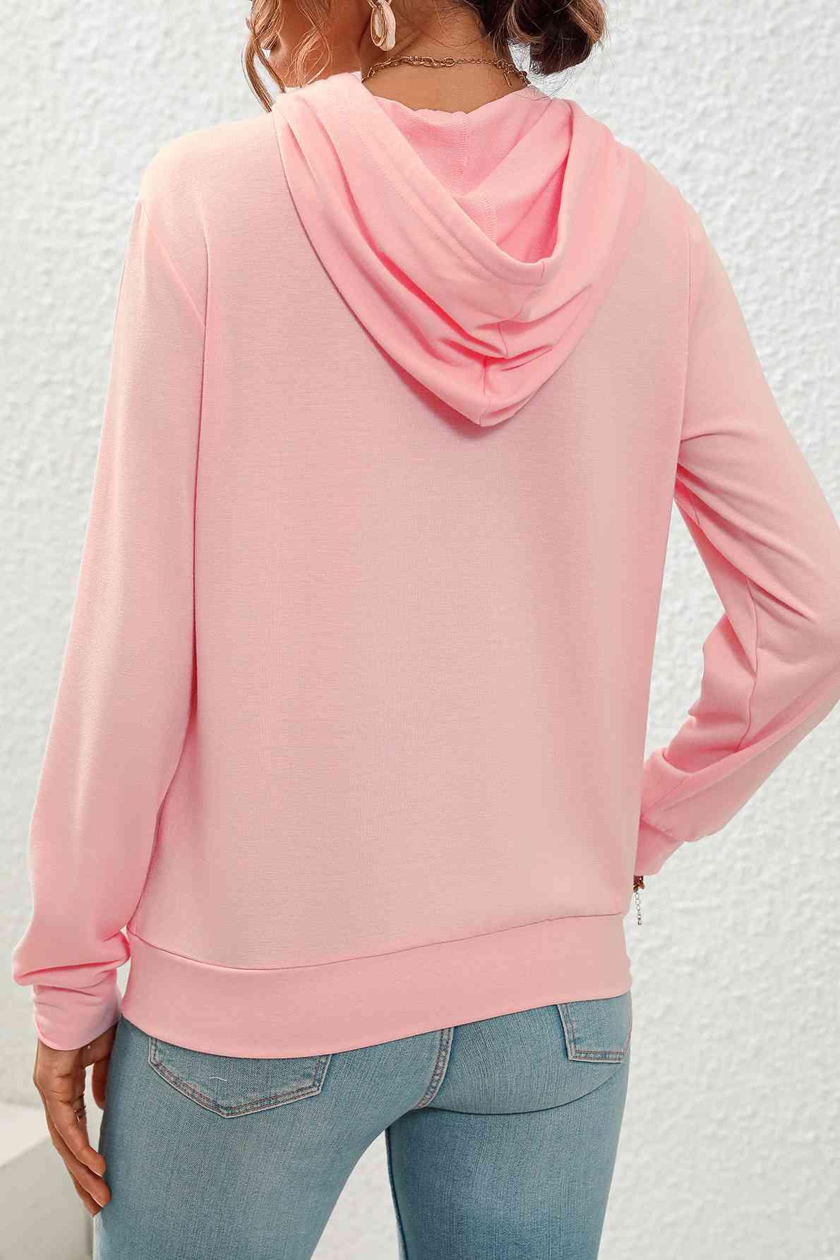 Drawstring Long Sleeve Hoodie With Pocket - Chic Yana's Fashion