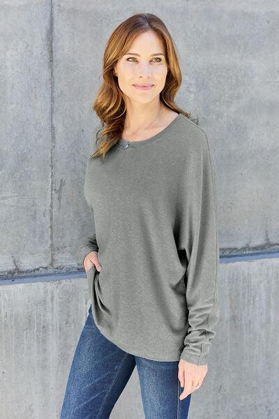 Double Take Full Size Round Neck Long Sleeve T Shirt - Chic Yana's Fashion