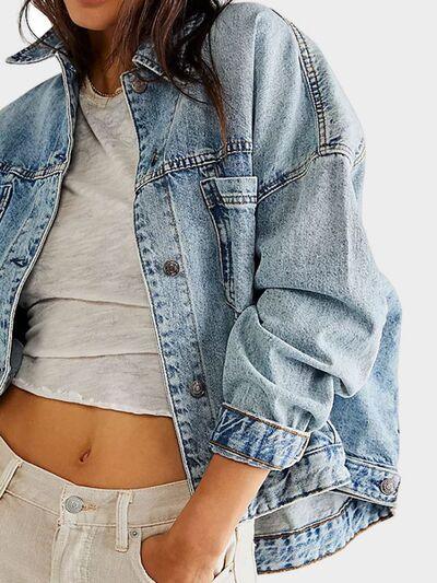 Button Up Long Sleeve Denim Jacket 1 - Chic Yana's Fashion