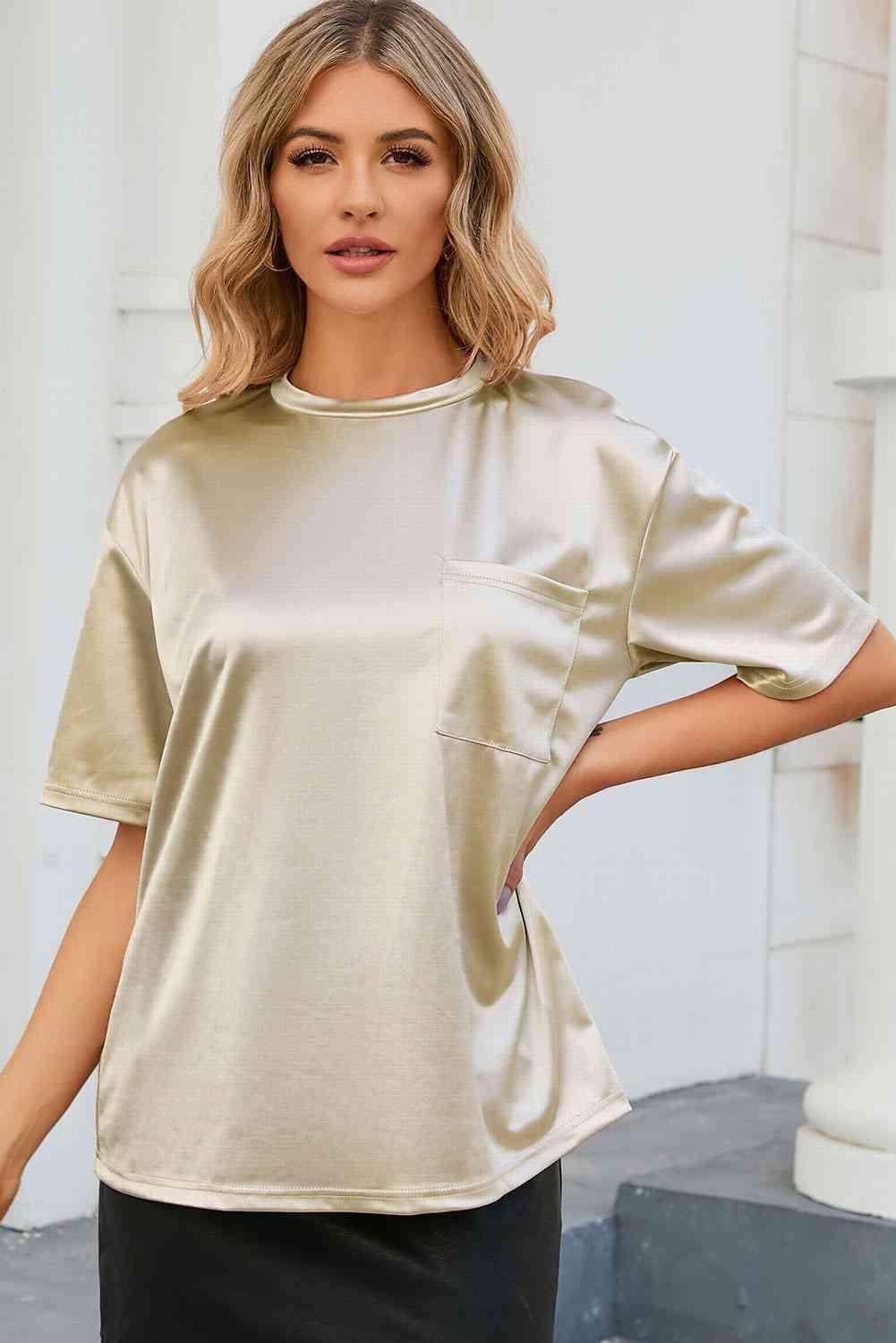 Round Neck Dropped Shoulder Top - Chic Yana's Fashion