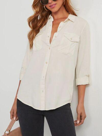 Button Up Collared Neck Denim Top - Chic Yana's Fashion