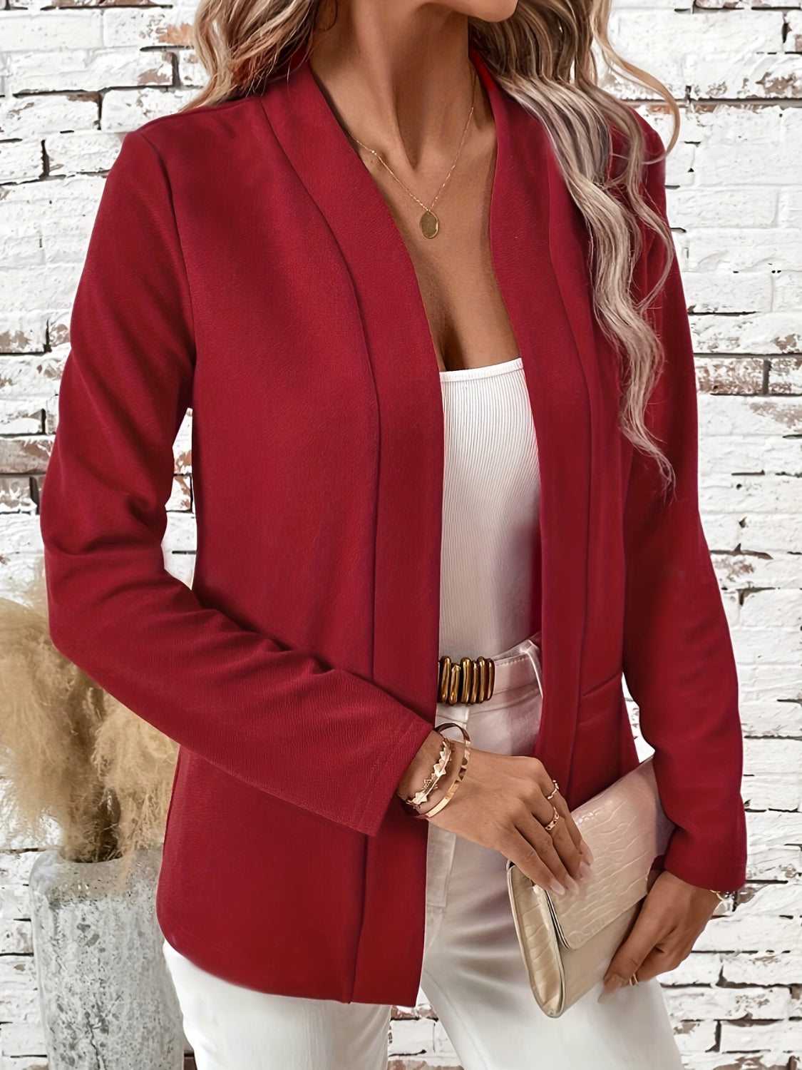 Solid Color Open Front Long Sleeve Cardigan - Chic Yana’s Fashion