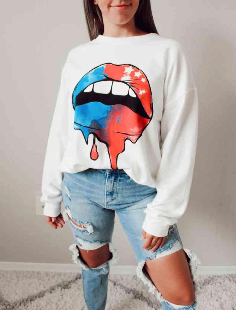 Graphic Dropped Shoulder Round Neck Sweatshirt - Chic Yana's Fashion