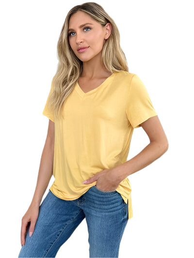 Basic Bae Bamboo Full Size V Neck High Low T Shirt - Chic Yana's Fashion