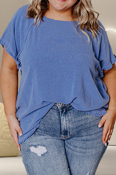 Plus Size Round Neck Half Sleeve Top - Chic Yana's Fashion