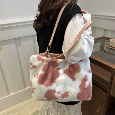 Cow Print Furry Tote Bag - Chic Yana's Fashion