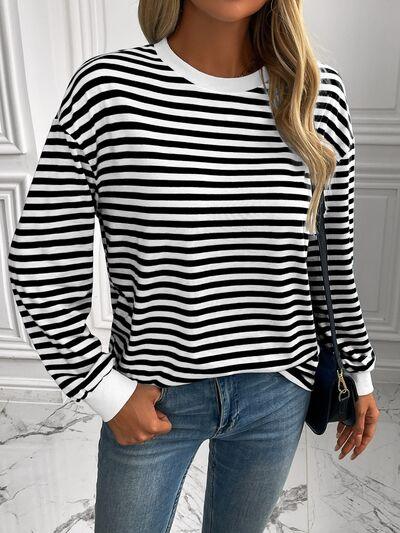 Ivy Lane Striped Round Neck Long Sleeve Sweatshirt - Chic Yana's Fashion