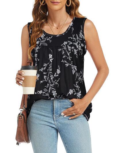 Printed Round Neck Tank - Chic Yana's Fashion