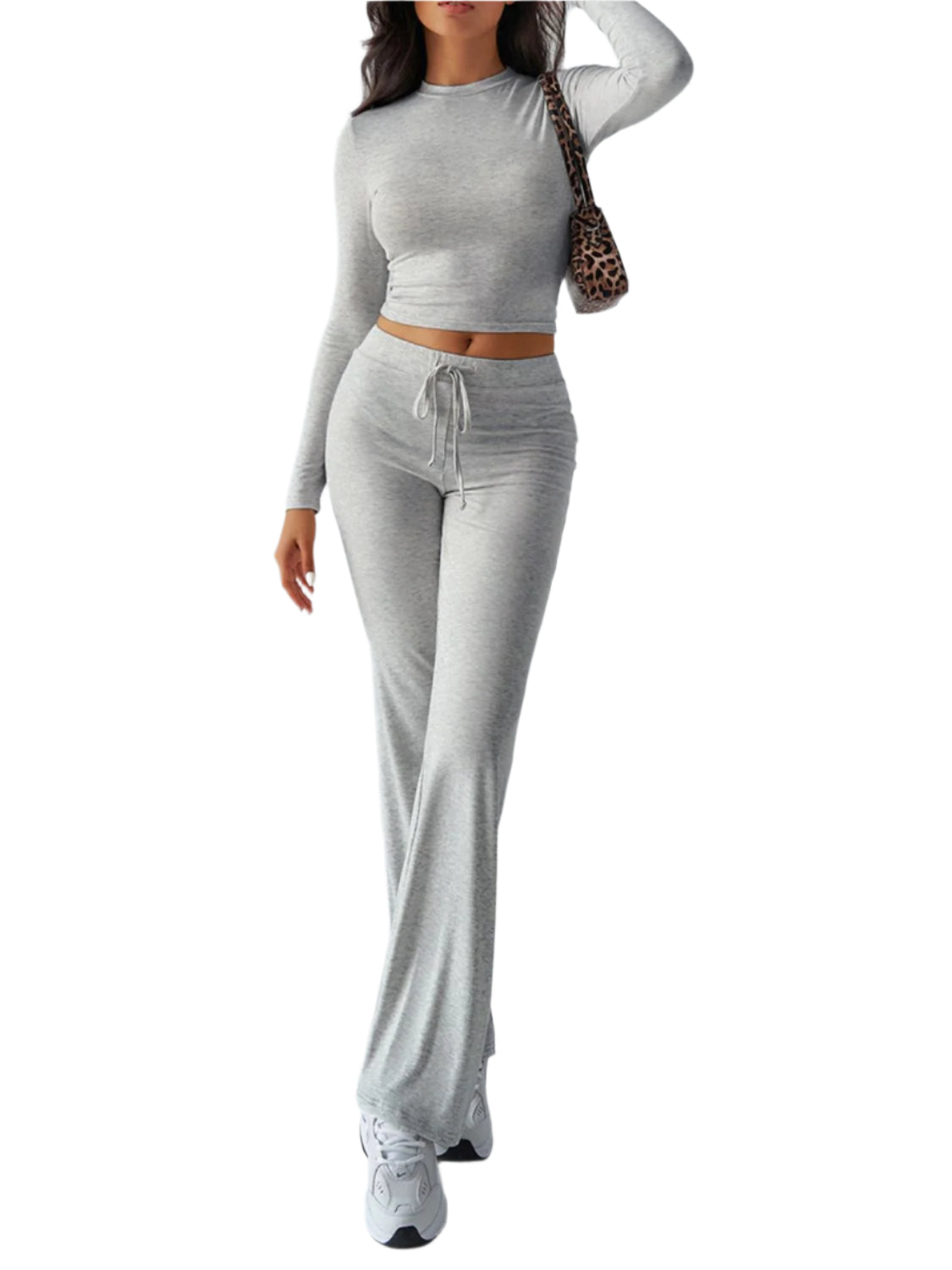Devine Round Neck Long Sleeve Top and Drawstring Pants Set – Chic Yana’s Fashion