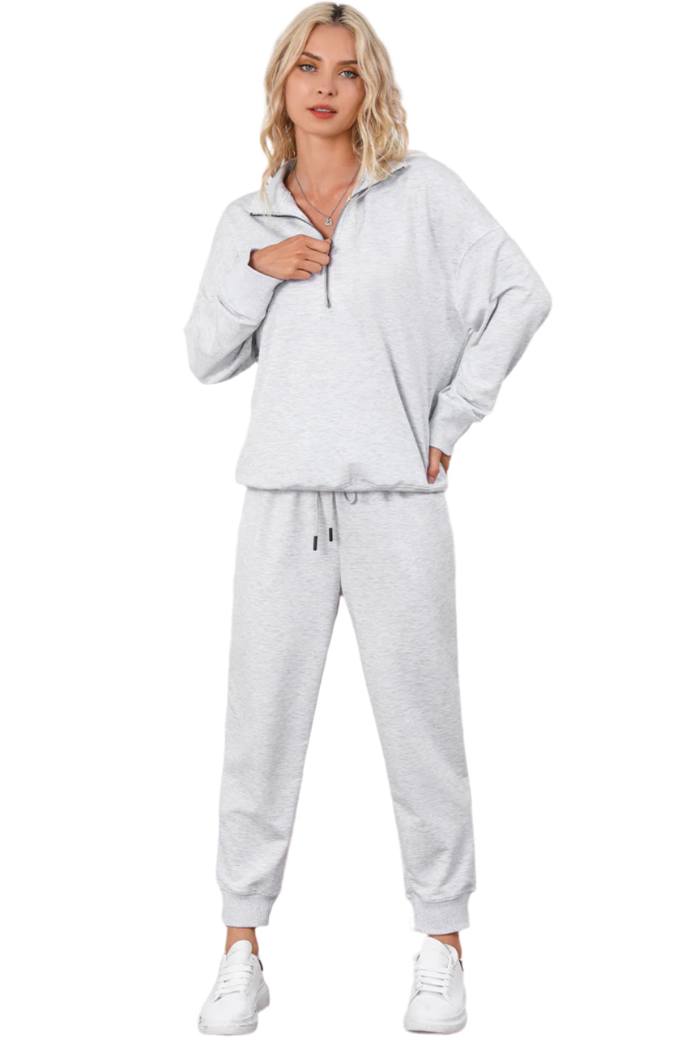Half Zip Sweatshirt and Drawstring Sweatpants Set – Chic Yana’s Fashion