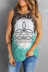 Leopard Geometric Round Neck Tank - Chic Yana's Fashion