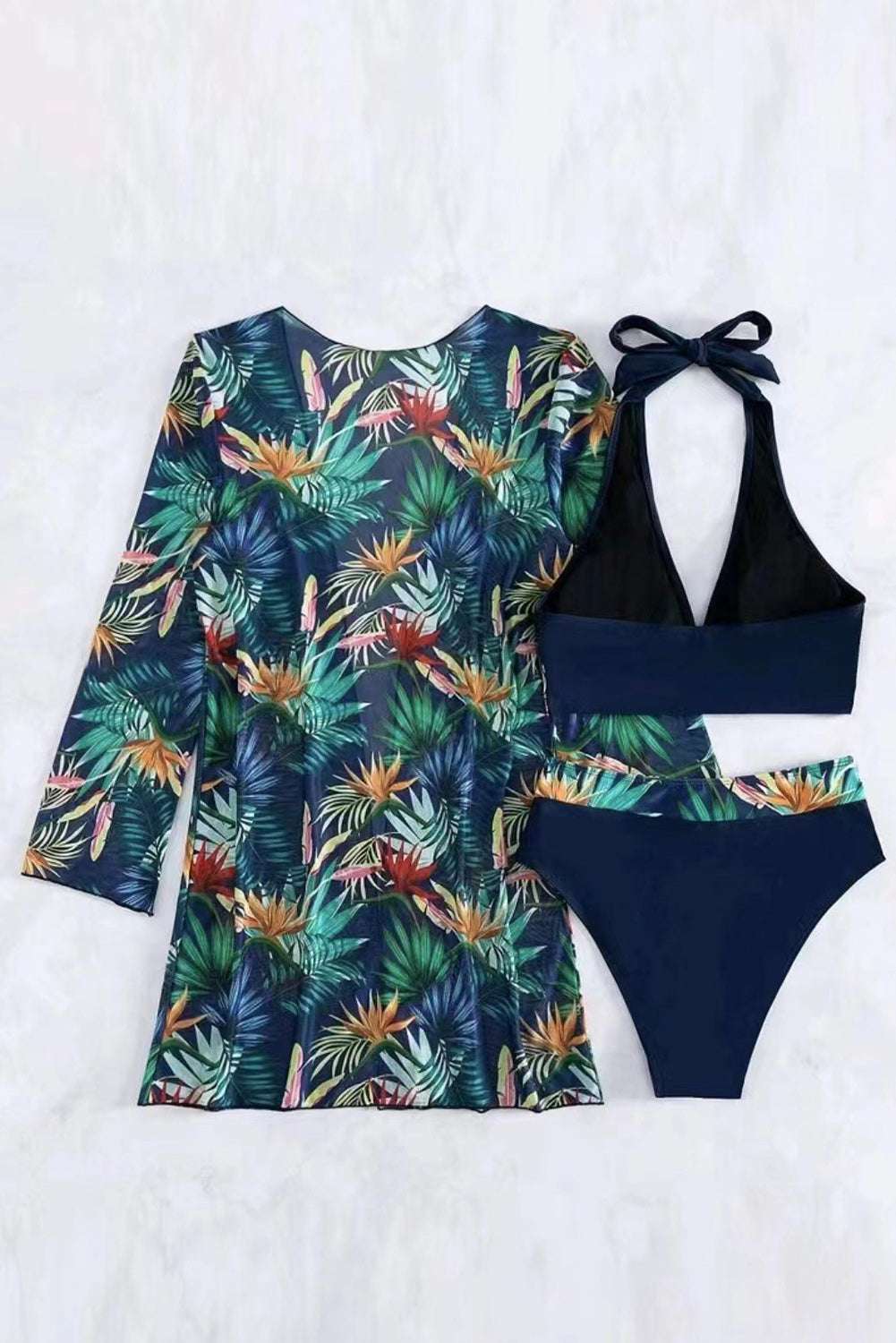 Printed Halter Neck Three Piece Swim Set - Stylish and Trendy Women's Fashion from Chic Yana's Fashion