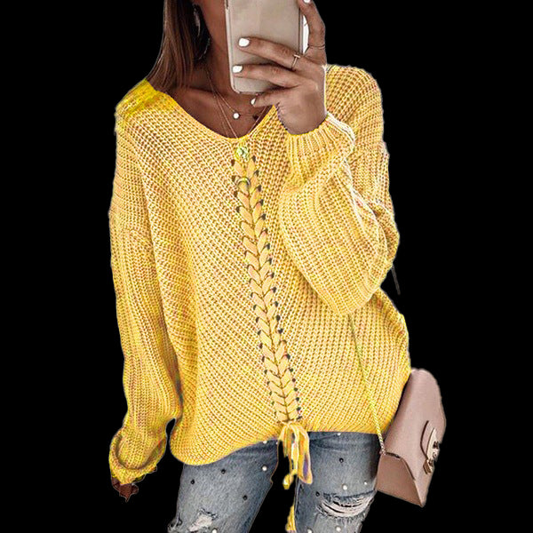 Chic Yana Fashion Cozy Women's Loose Knit Sweater — white