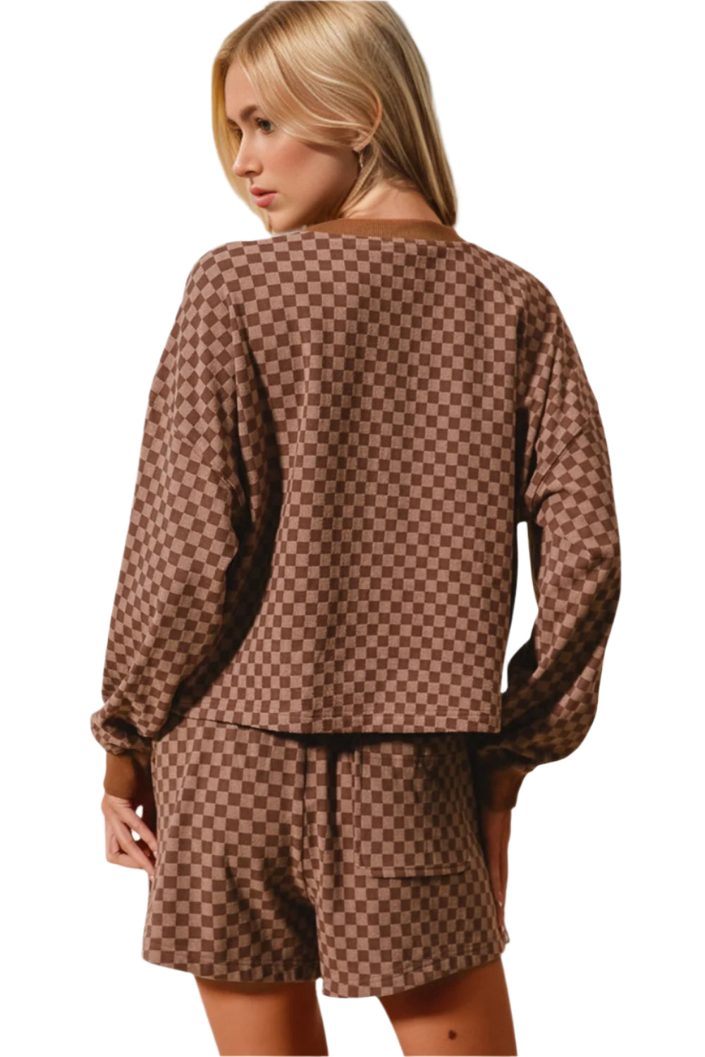 Double Take Checkered Half Button Top and Shorts Set - Shop Now at Chic Yana's Fashion