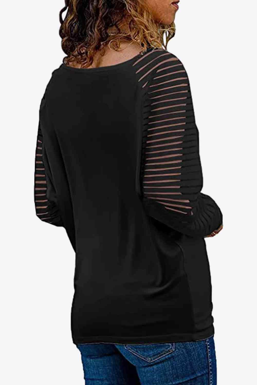 V Neck Long Raglan Sleeve Top - Chic Yana's Fashion