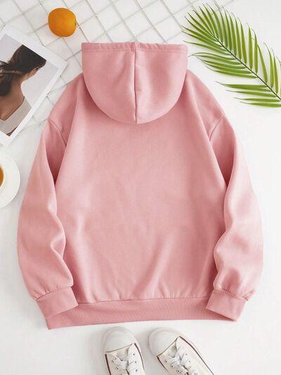 Drawstring Dropped Shoulder Hoodie - Chic Yana's Fashion