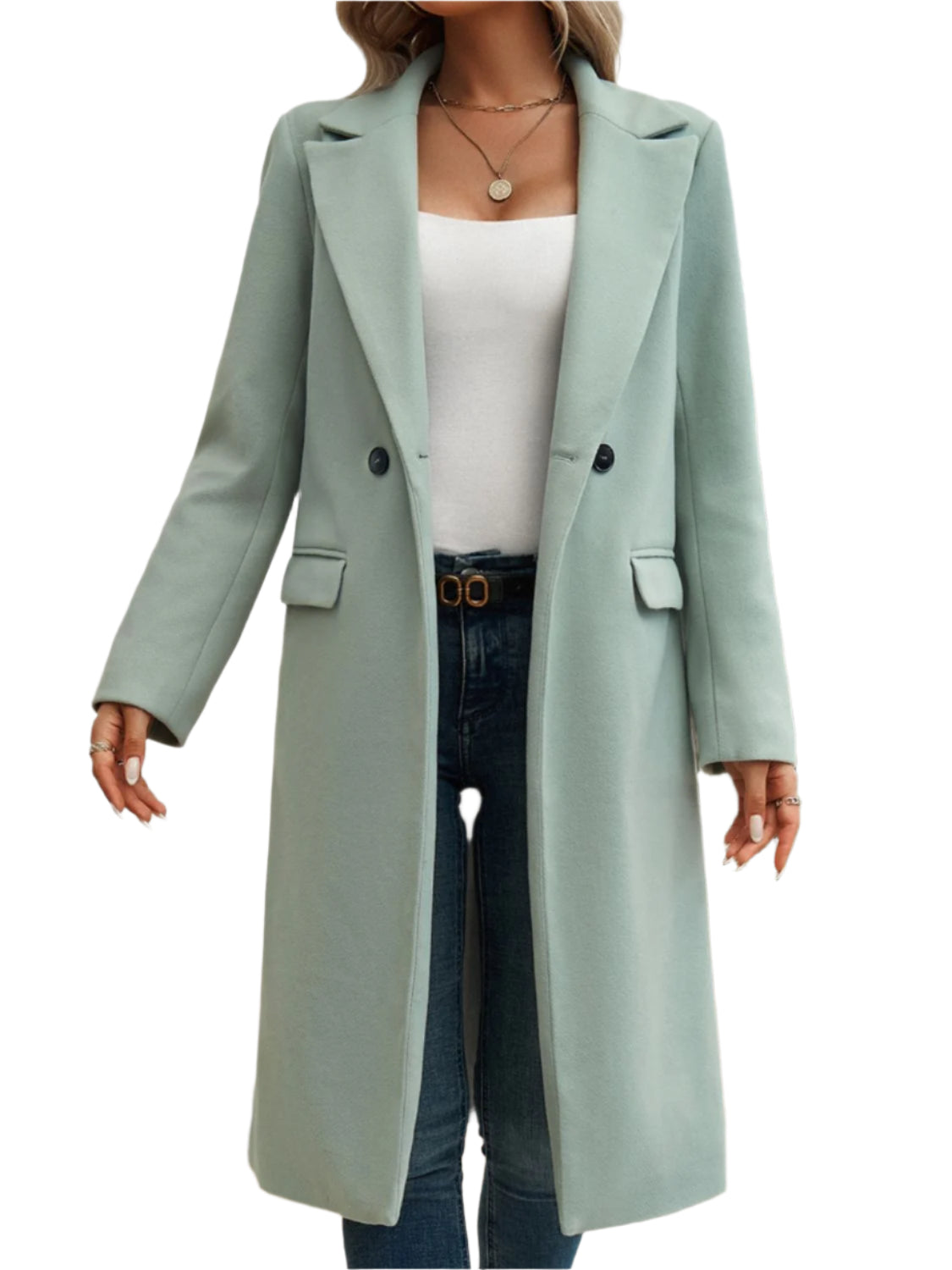 Devine Pocketed Collared Neck Long Sleeve Coat - Chic Yana’s Fashion